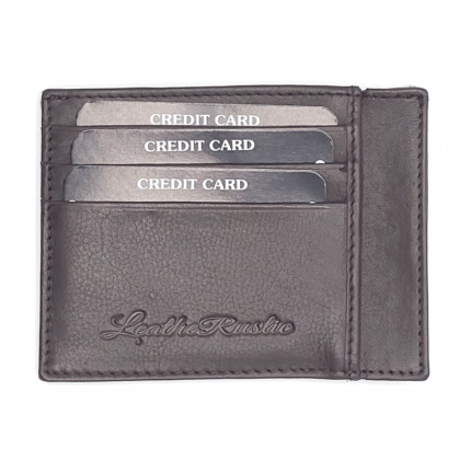 Portofel simplu pentru carduri din piele naturală - maro închis